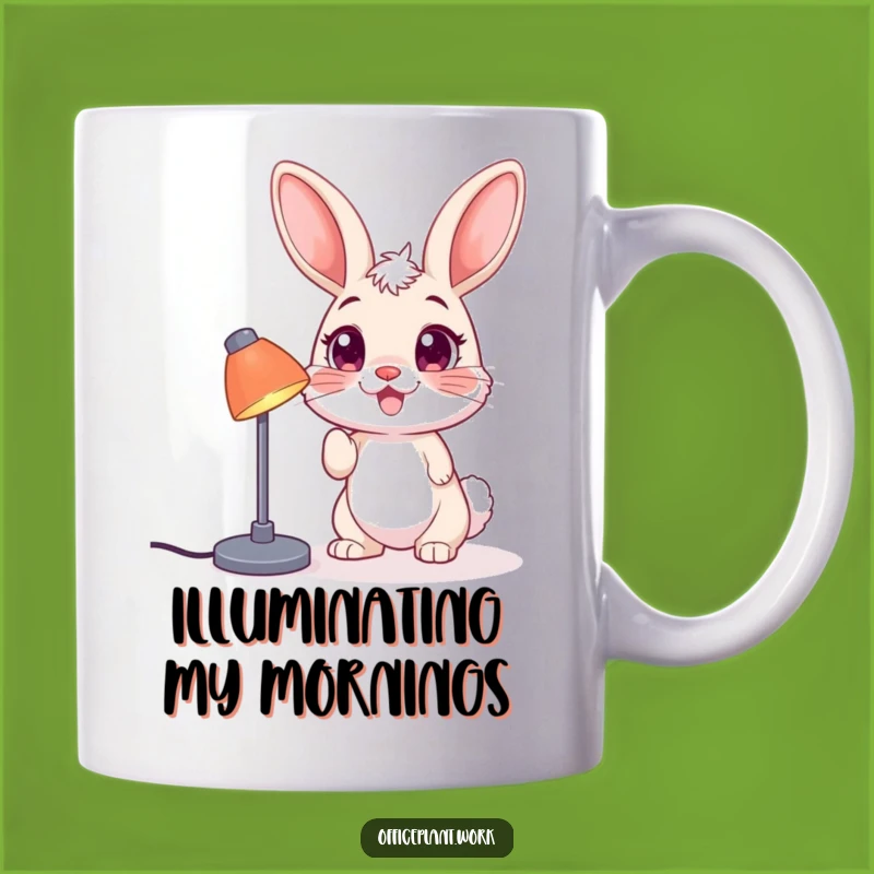 Funny Bright-Eyed Bunny Mug: Playful Nudge Desk Lamp Gift