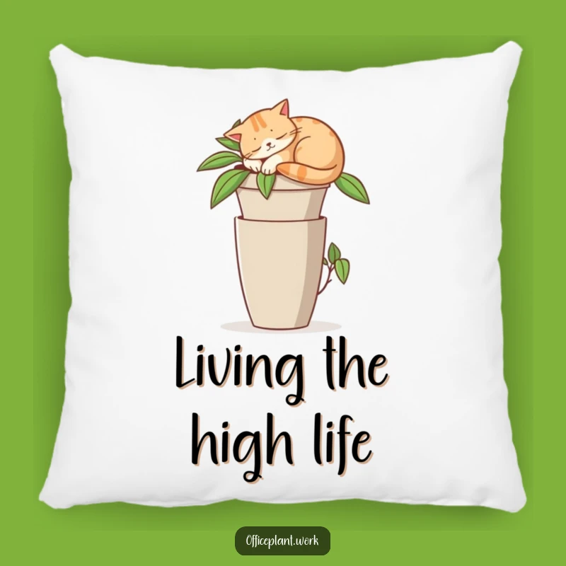 Funny Cat Napping Pillow - Cozy Office Plant Decor Gift