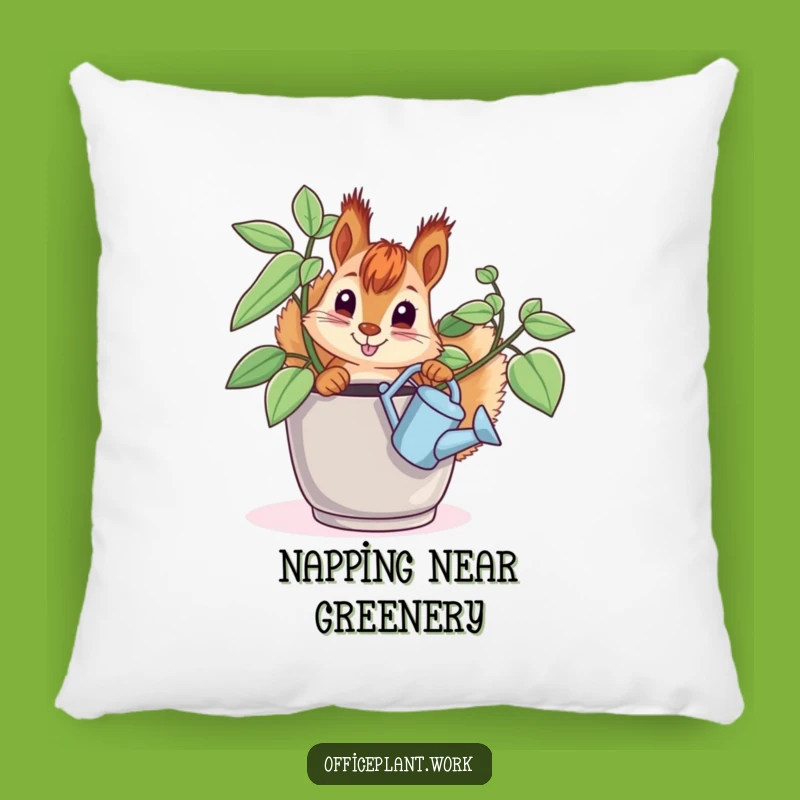 Comfy Funny Squirrel Plant Pillow: Curious Critter Accent Gift