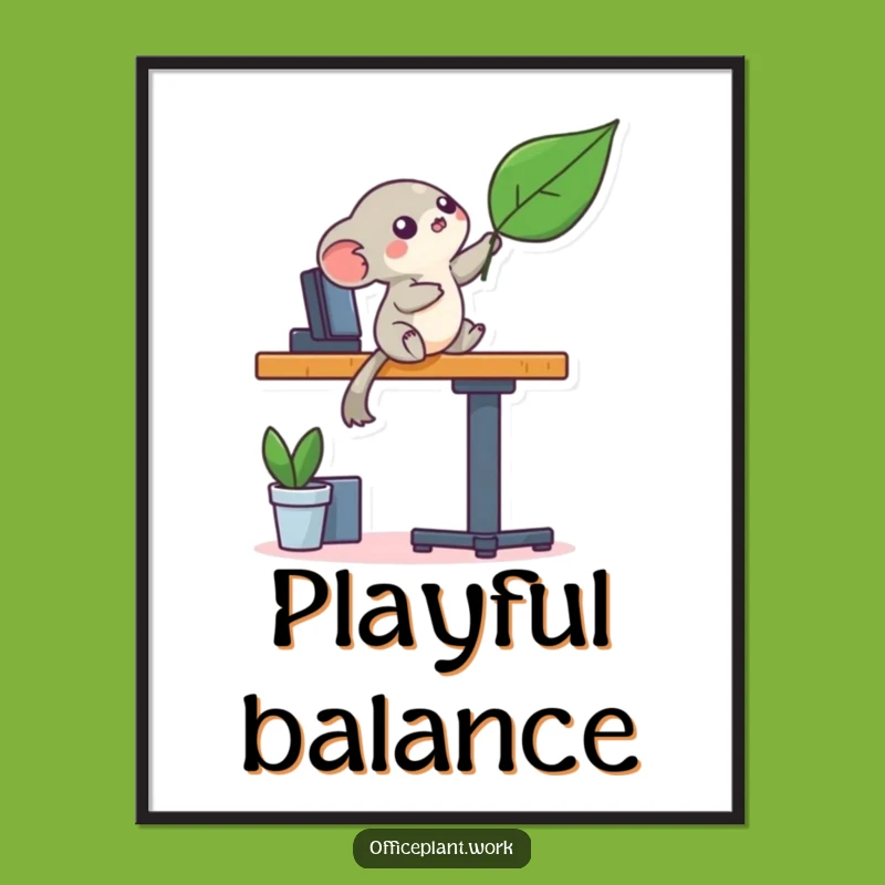 Funny Balancing Creature Digital Art - Instant Playful Humor for Your Walls!