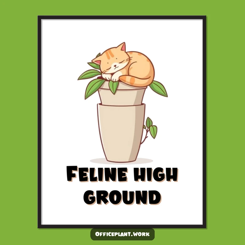 Funny Cat Napping Digital Art - Office Plant Decor Gift