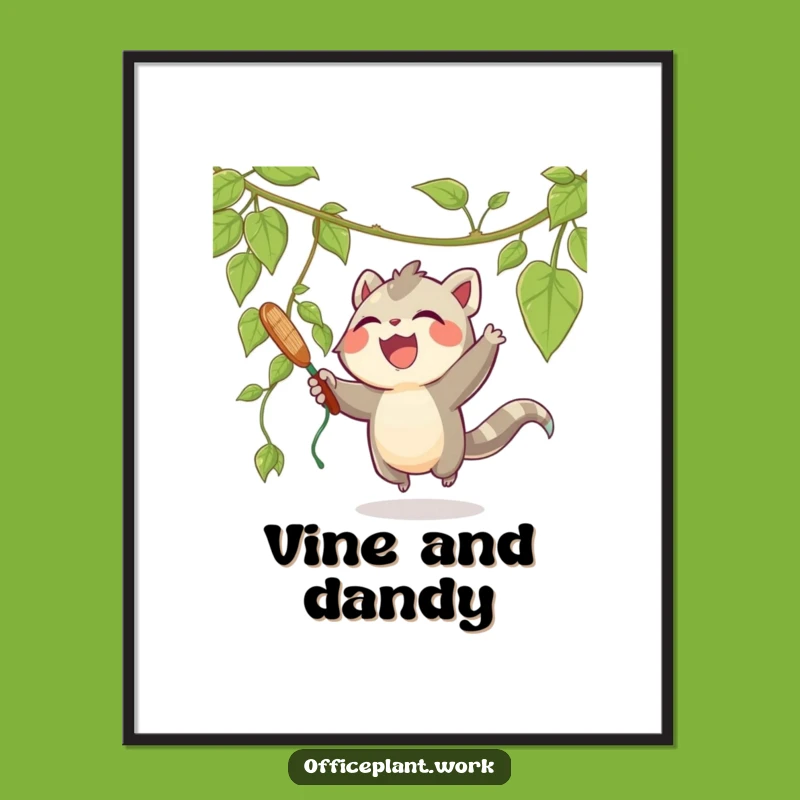 Funny Joyous Creature Digital Art, Playful Vine Swatting Print, Hilarious Gift