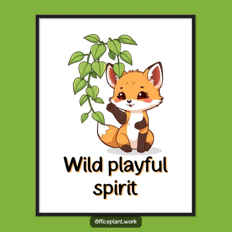 Instant Funny Fox Cub Plant Digital Art: Playful Paw Download Gift