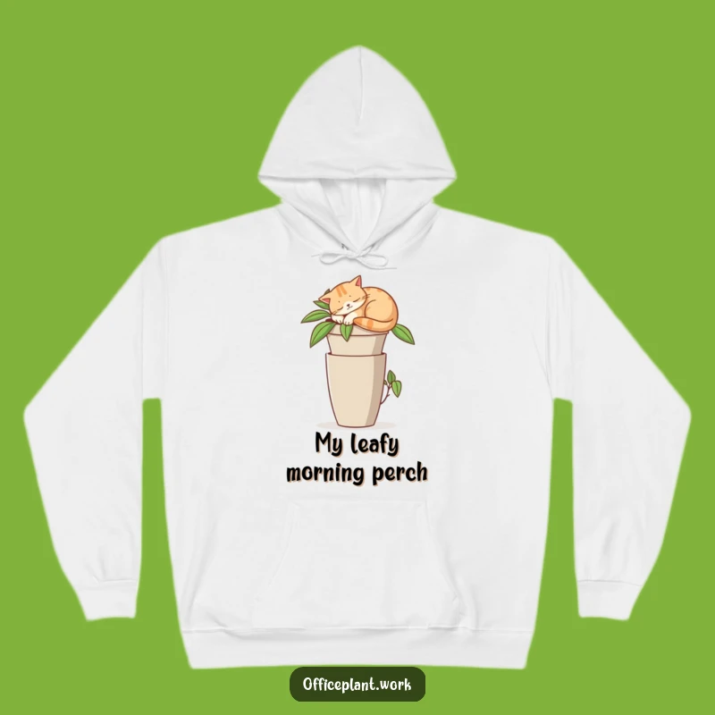 Funny Cat Napping Hoodie - Warm Office Plant Cozy Gift