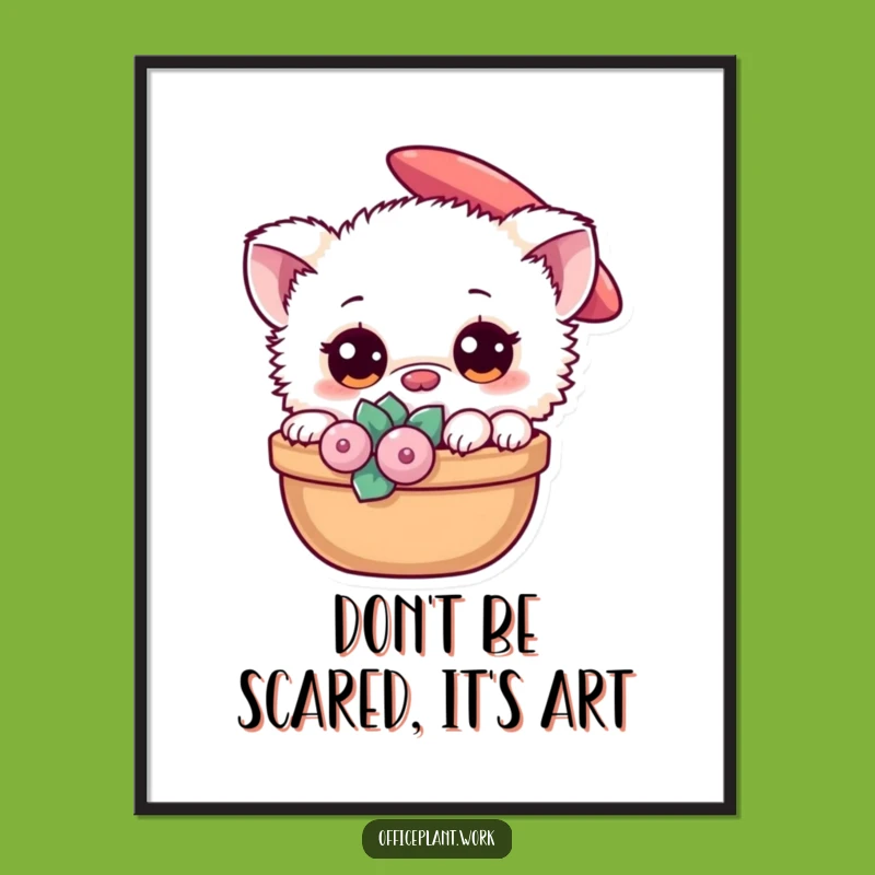 Free Printable Funny Fuzzy Creature Wall Art - Downloadable Cute Creature Art Decor