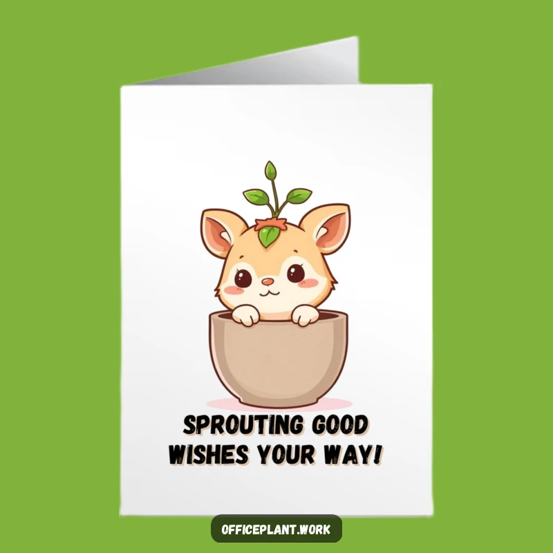 Free Printable Birthday Card: Curious Critter Sprouts Joyful Greetings - Funny Downloadable Gift